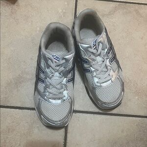 ASICS Silver and Navy Running Shoes